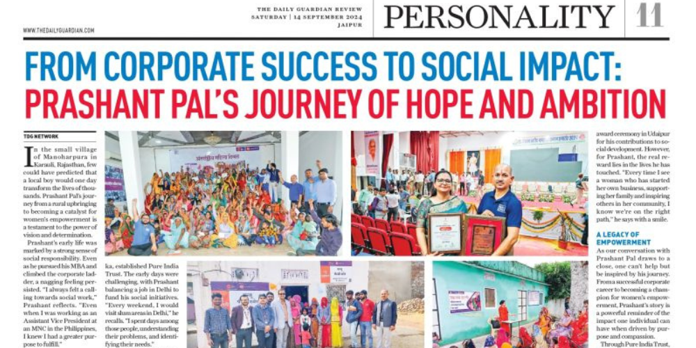 PURE India Trust Featured in The Daily Guardian